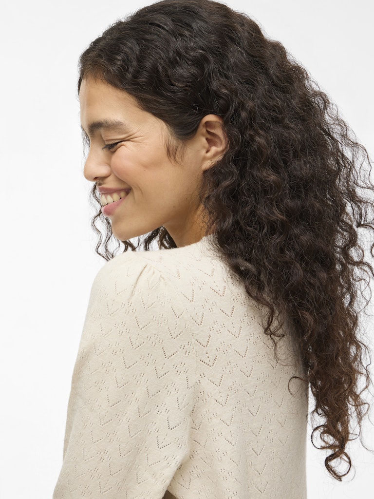 Vila viemi o-neck l/s knit top/tes 14109653 super light natural
