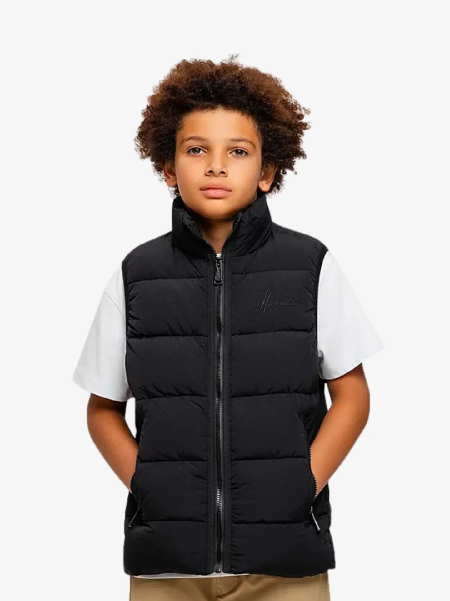 Malelions Jongens bodywarmer matt crinkle padded zwart
