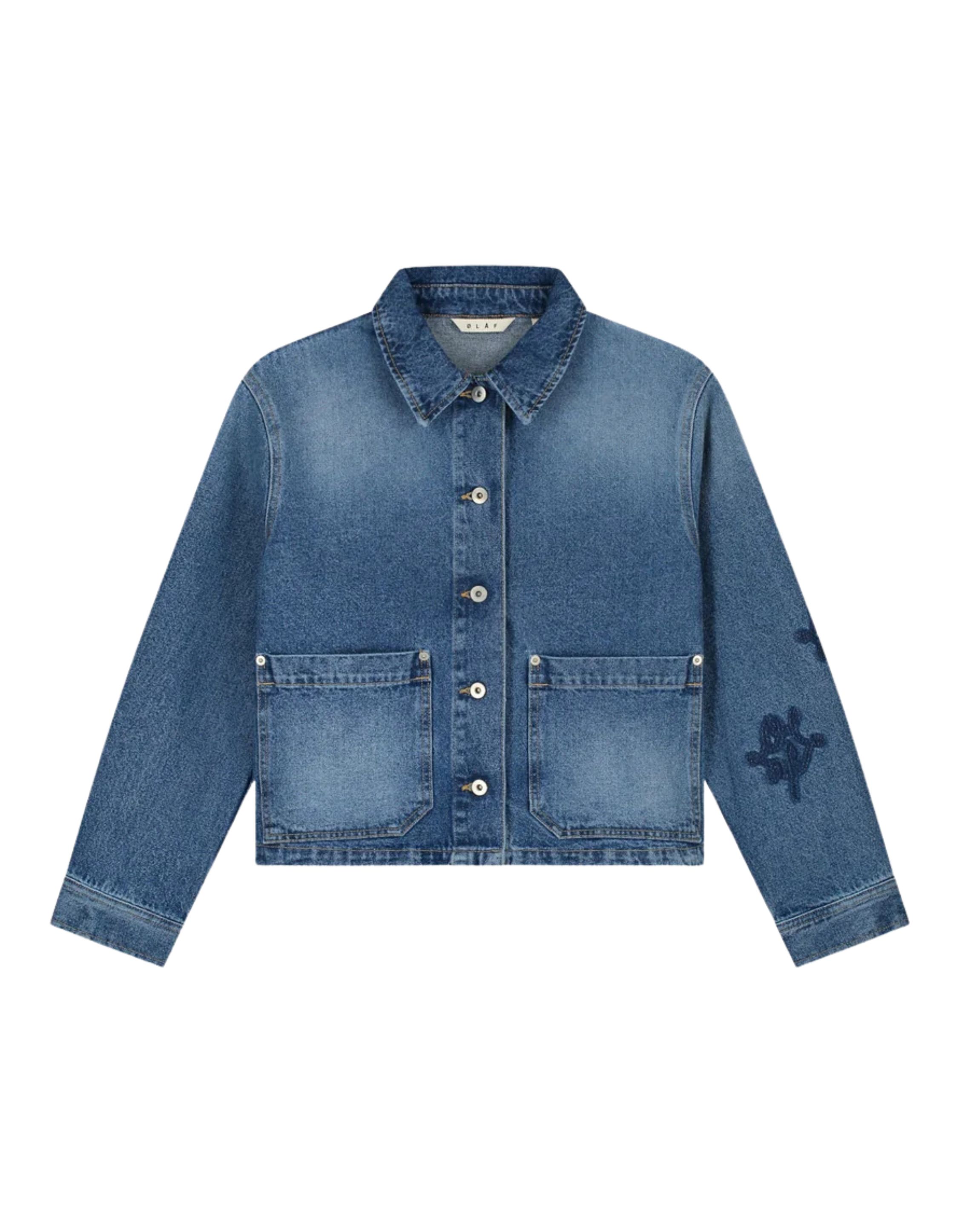 Olaf Hussein Monogram denim jacket spijkerjassen w220502