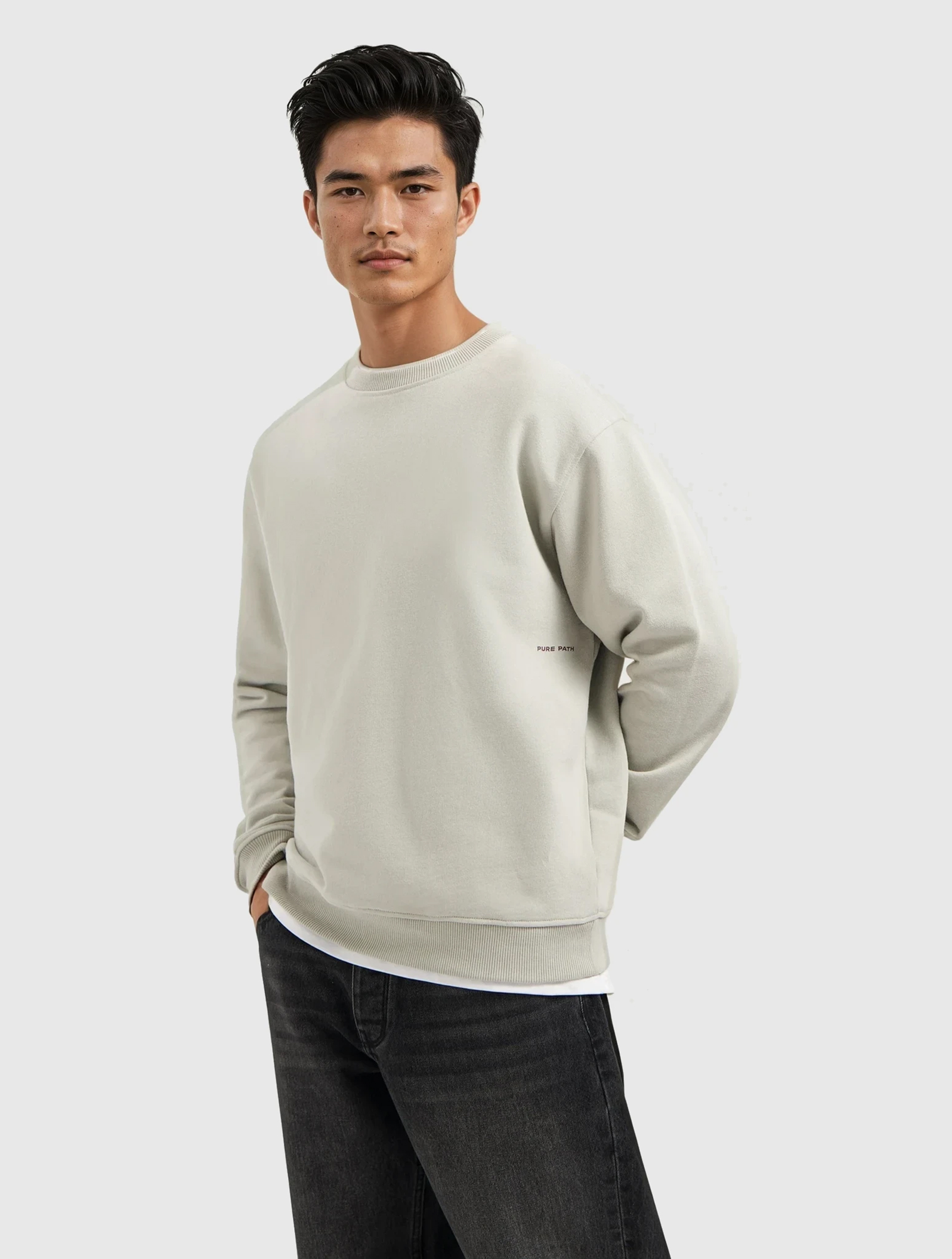 Pure Path Loose fit crewneck ls sweaters