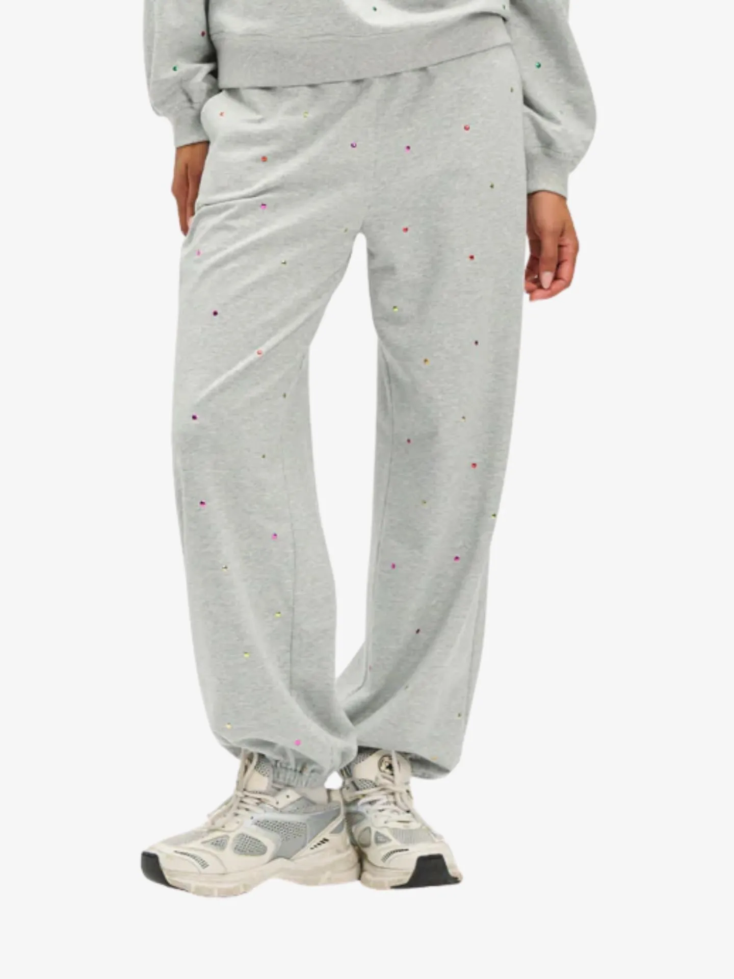Refined Department Dames joggingbroek jazz oversized studs grey melange
