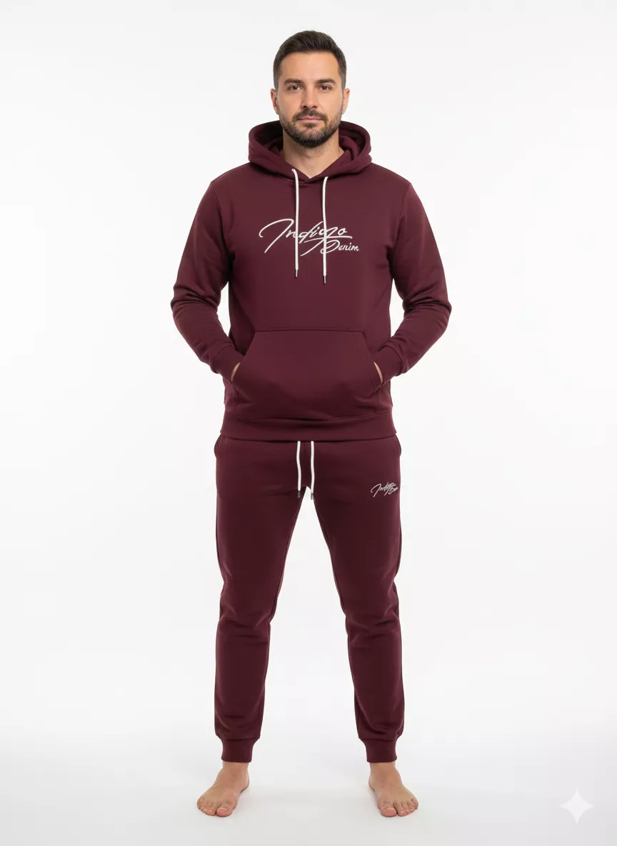 Indigo Denim Denim joggingpak heren bordeaux