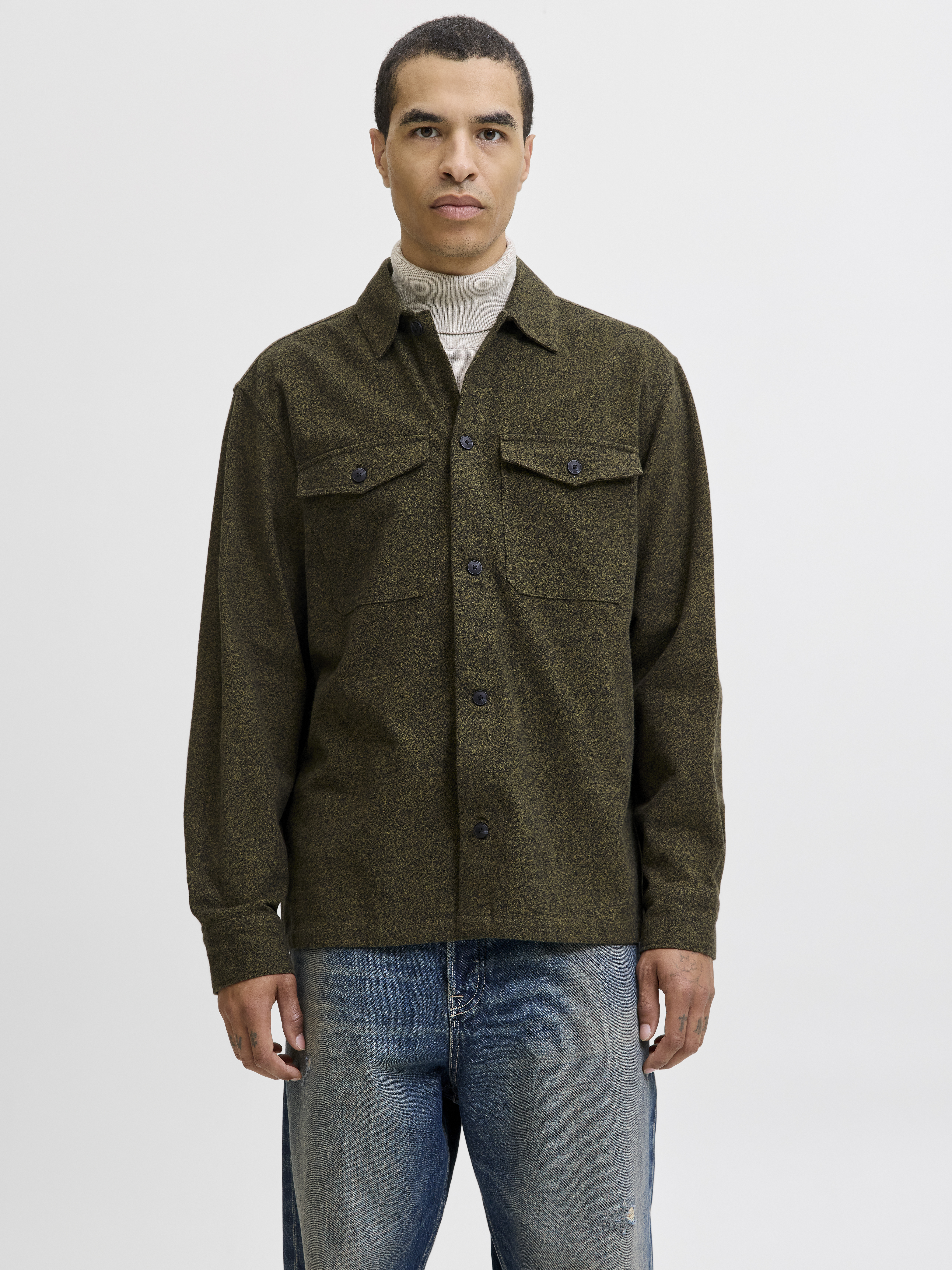 Jack & Jones Overhemd met lange mouwen JJEPERFECT MELANGE OVERSHIRT LS SN