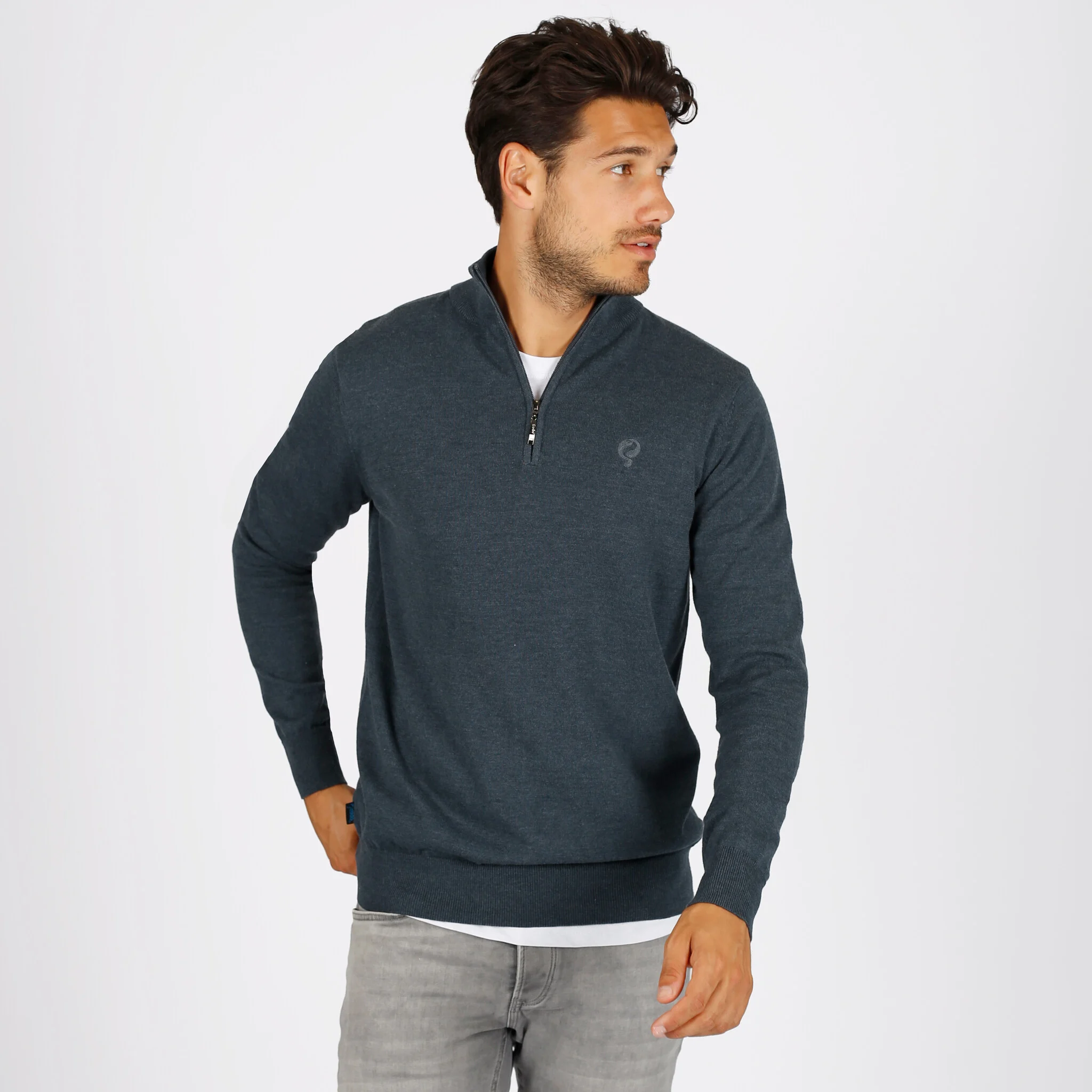 Q1905 Trui kralingen jeans melange