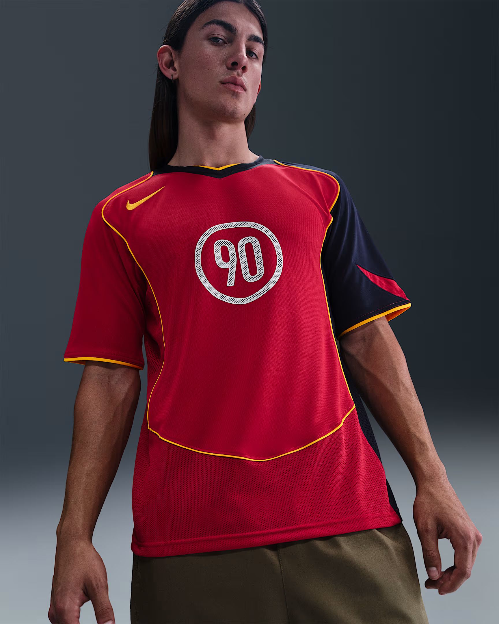 Nike total90 men's dri-fit soccer jersey ss t-shirt voetbal train km here -
