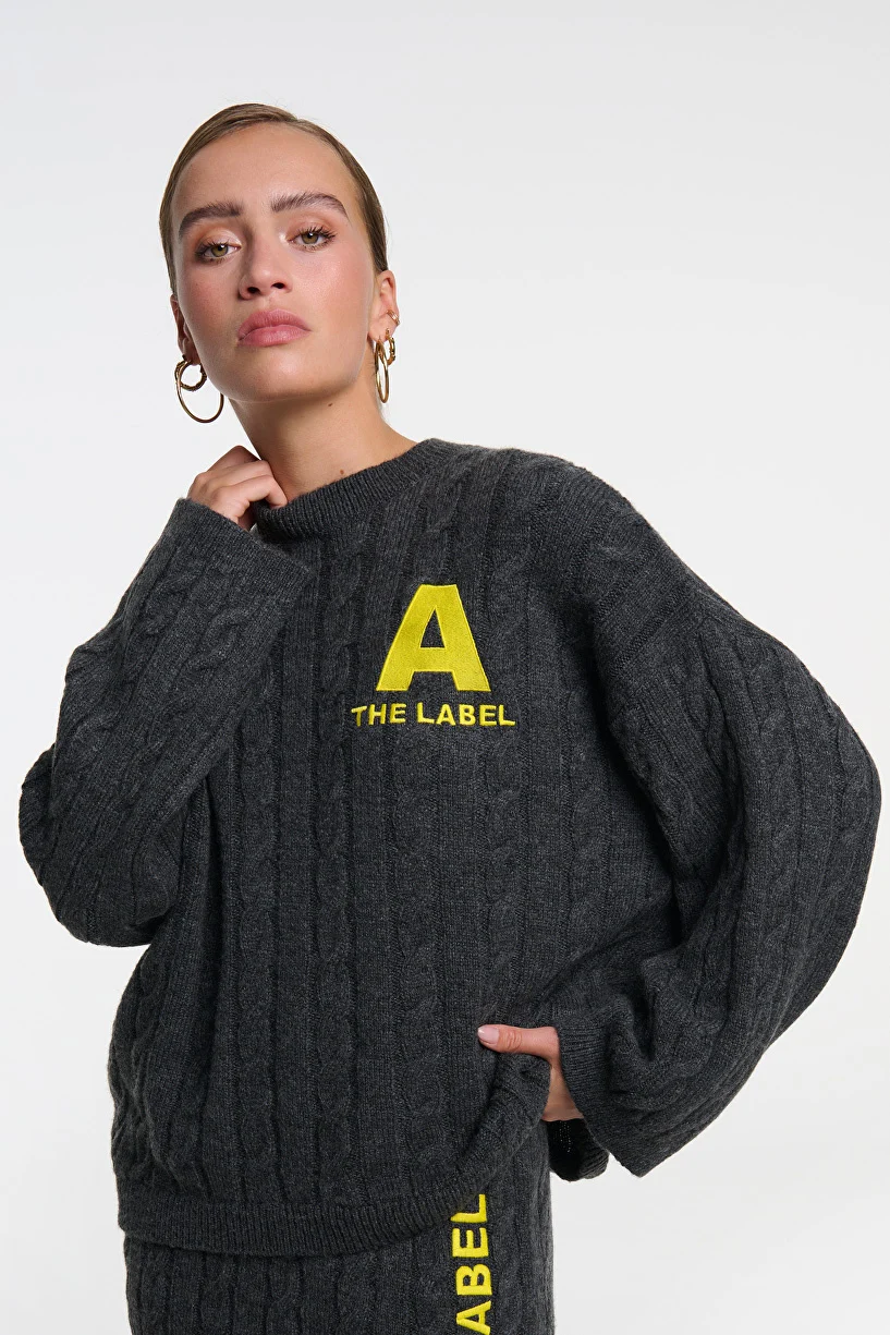 Alix The Label 2509867393 ladies knitted cropped cable jumper