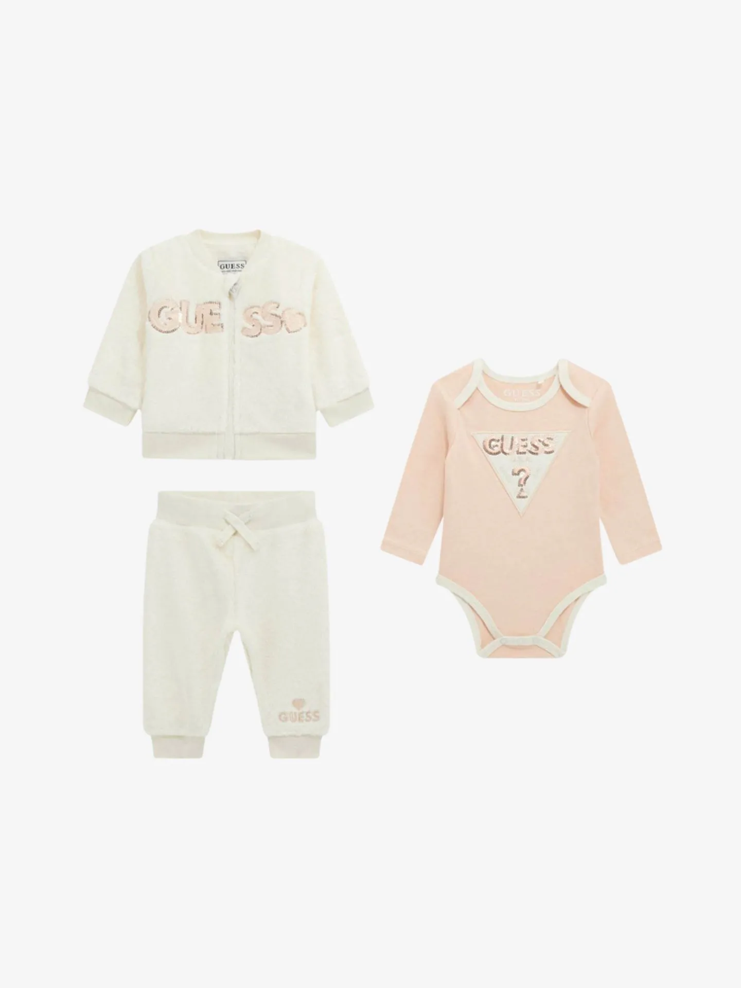 Guess Meisjes baby joggingpak driedelig faux fur creme
