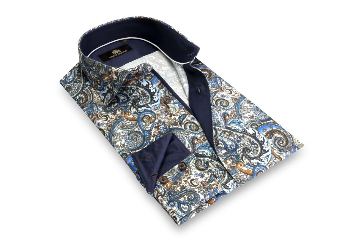 Circle of Gentlemen Leco allover print overhemd met contrastdetails 100% co