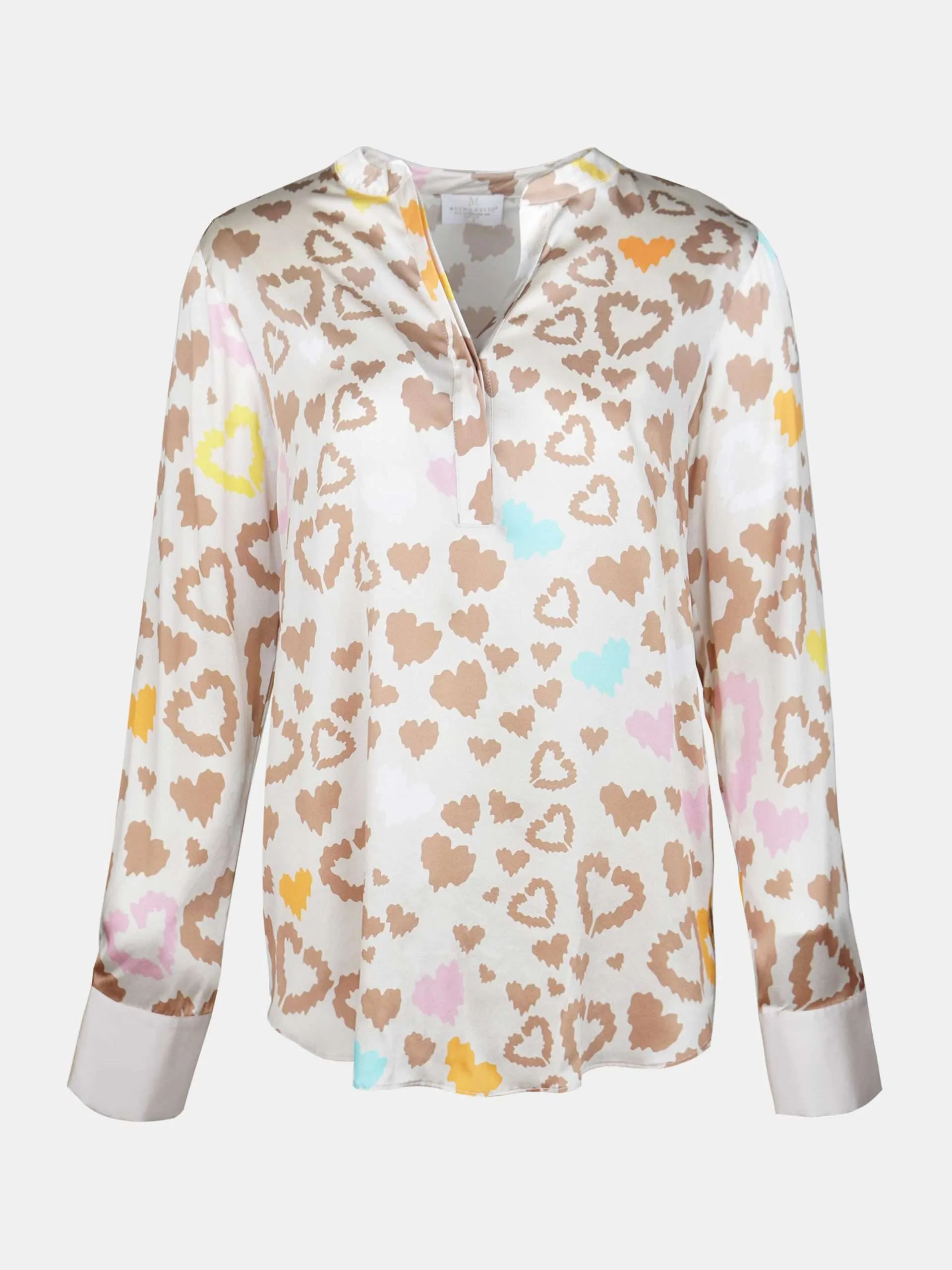 Mucho Gusto Zijden blouse monza multicolor luipaardhartjes