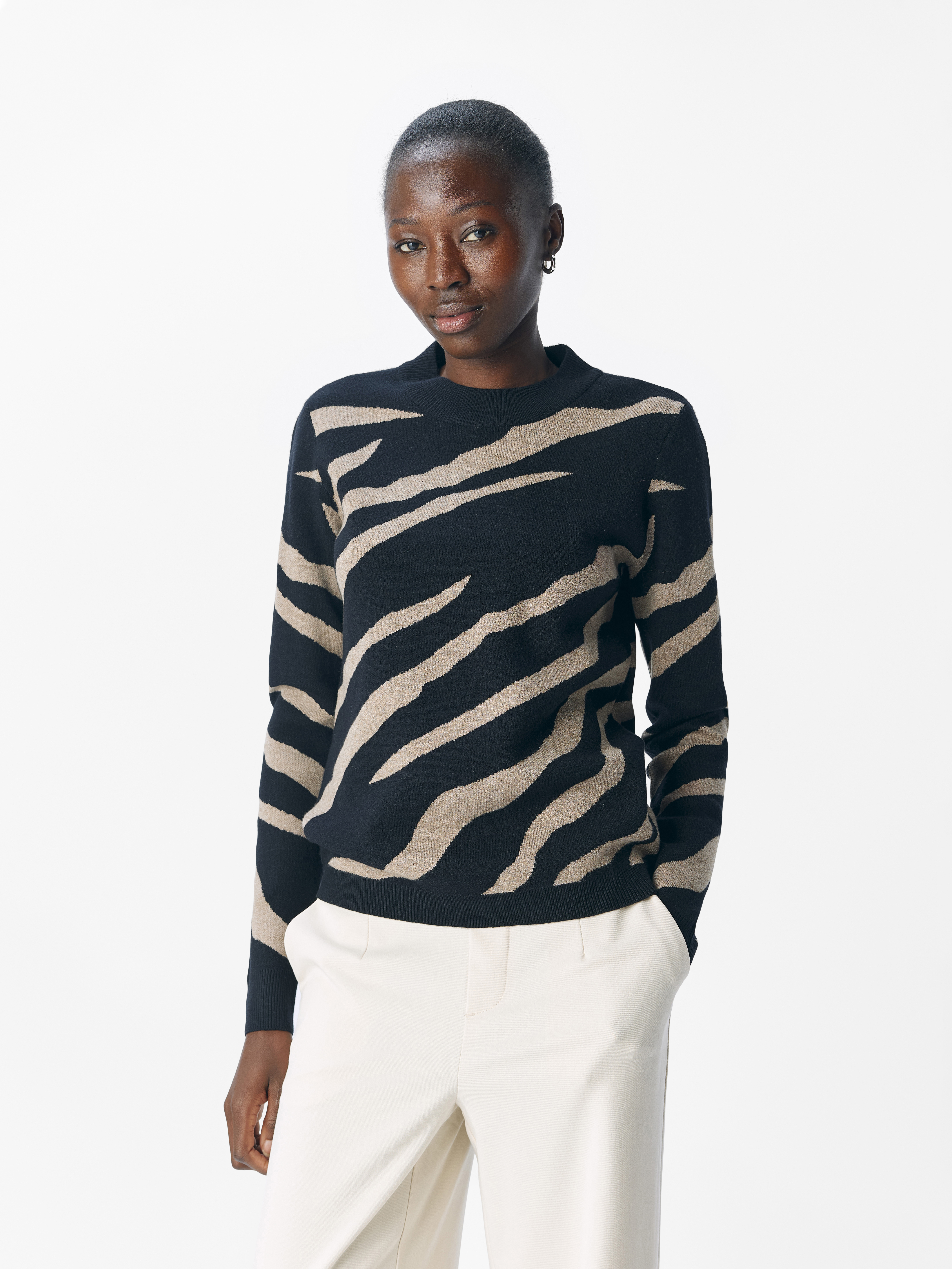 Object Objray l/s knit pullover aop noos