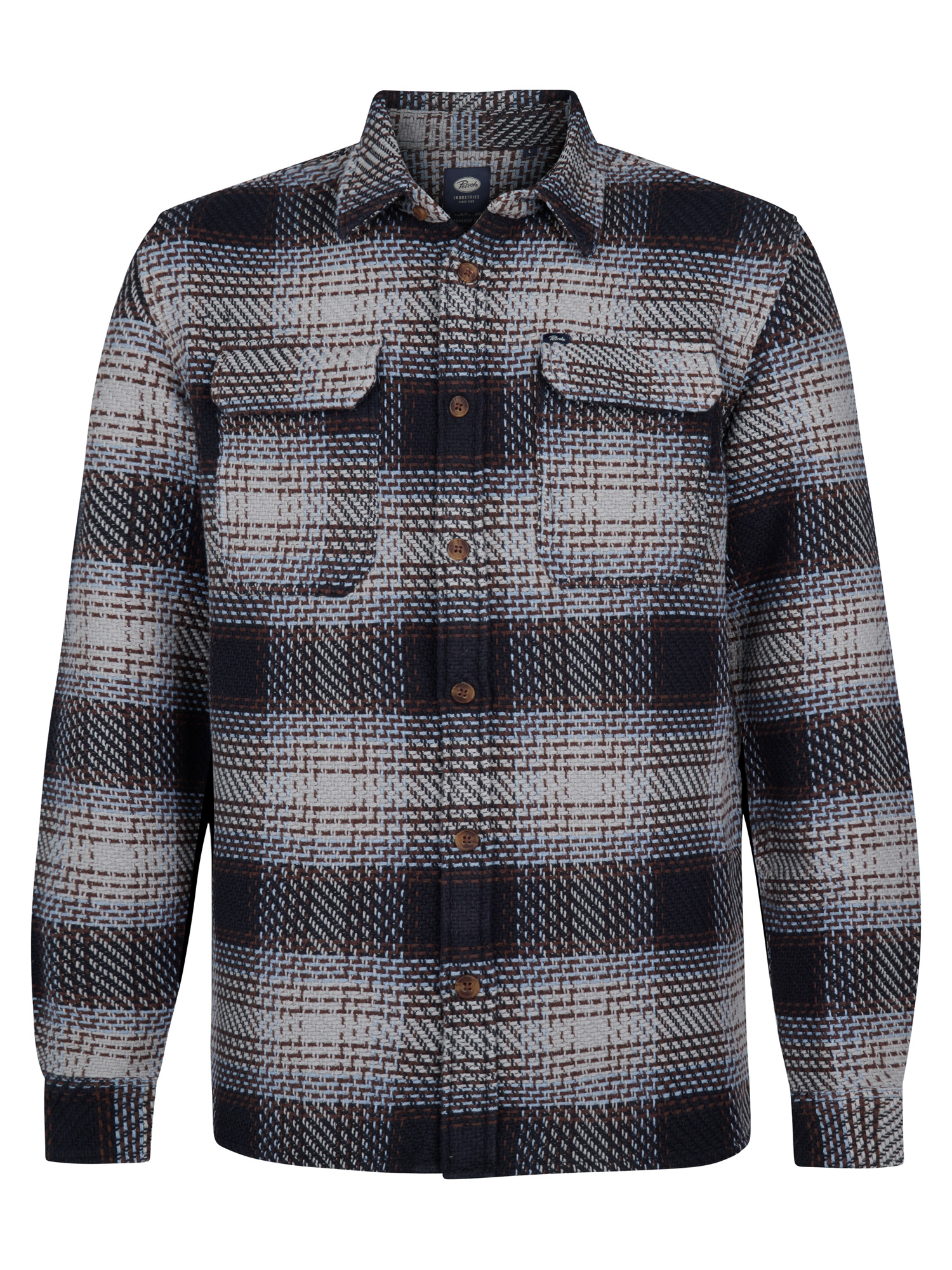 Petrol Industries men shirt long sleeve check m-3050-sil405 9038 light grey melee