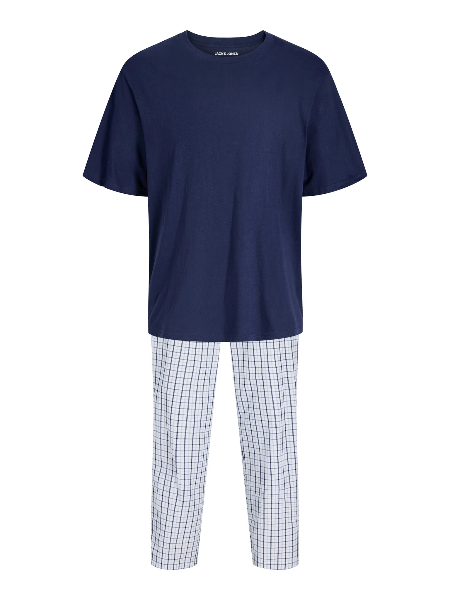 Jack & Jones Heren pyjama set lange pyjamabroek jacflorence blauw/wit geblokt