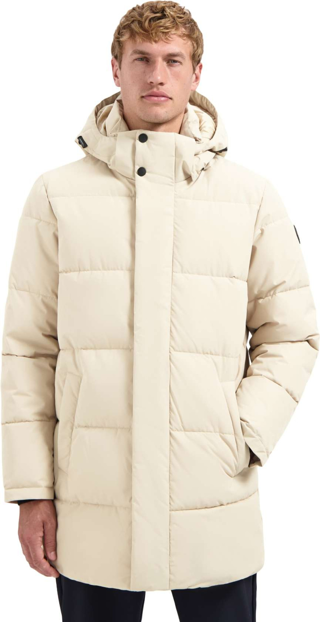 No Excess Jacket long parka hood padded cream