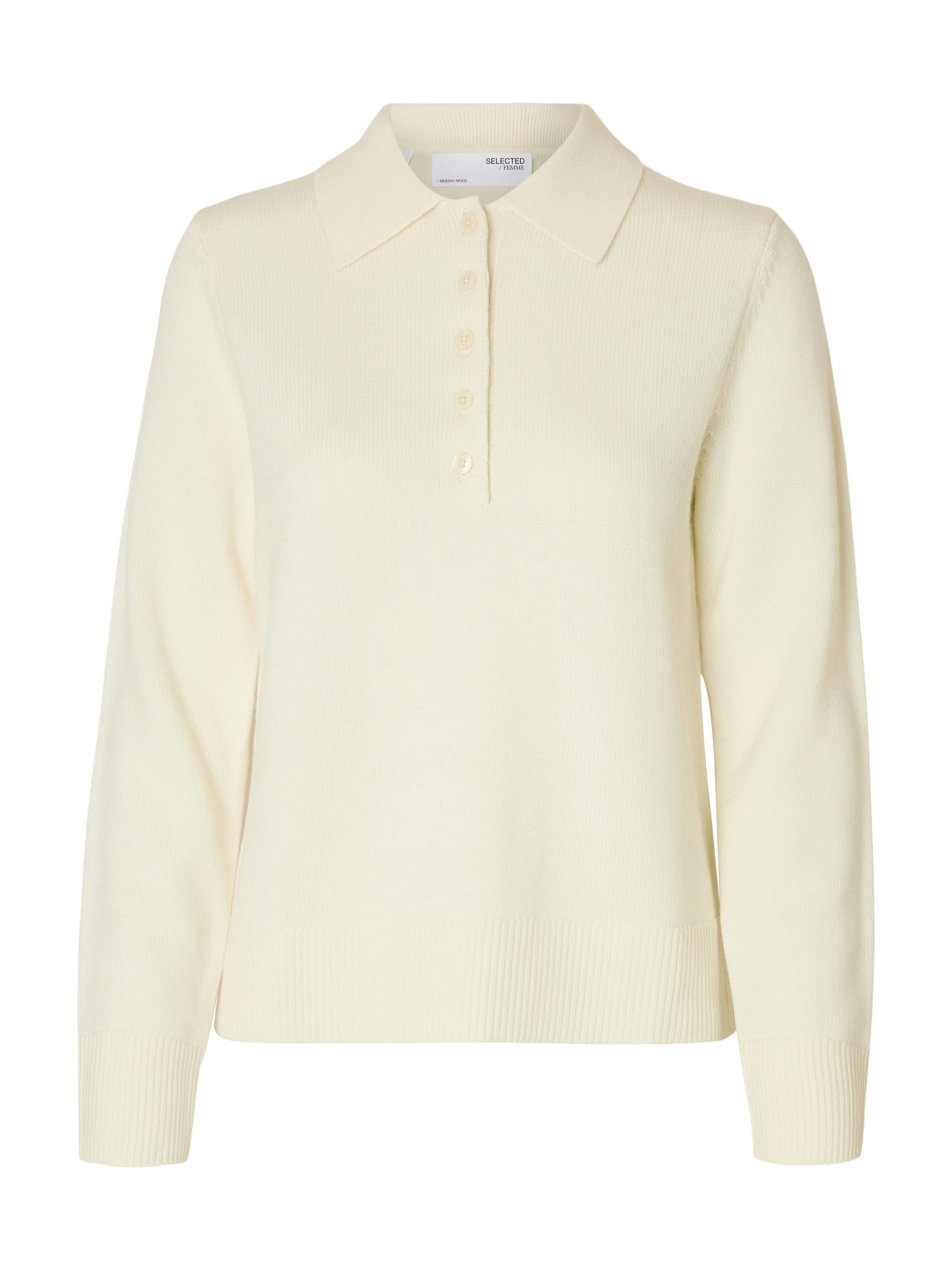 Selected Femme slfthea ls knit chunky collar neck 16098929 snow white
