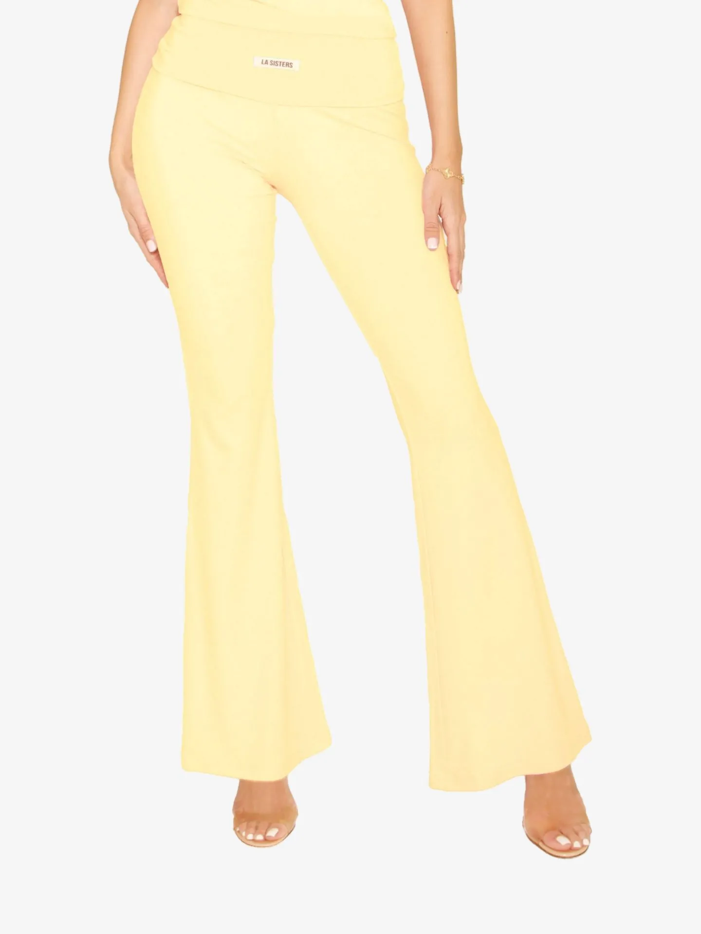 LA Sisters Dames broek flared lounge butter yellow