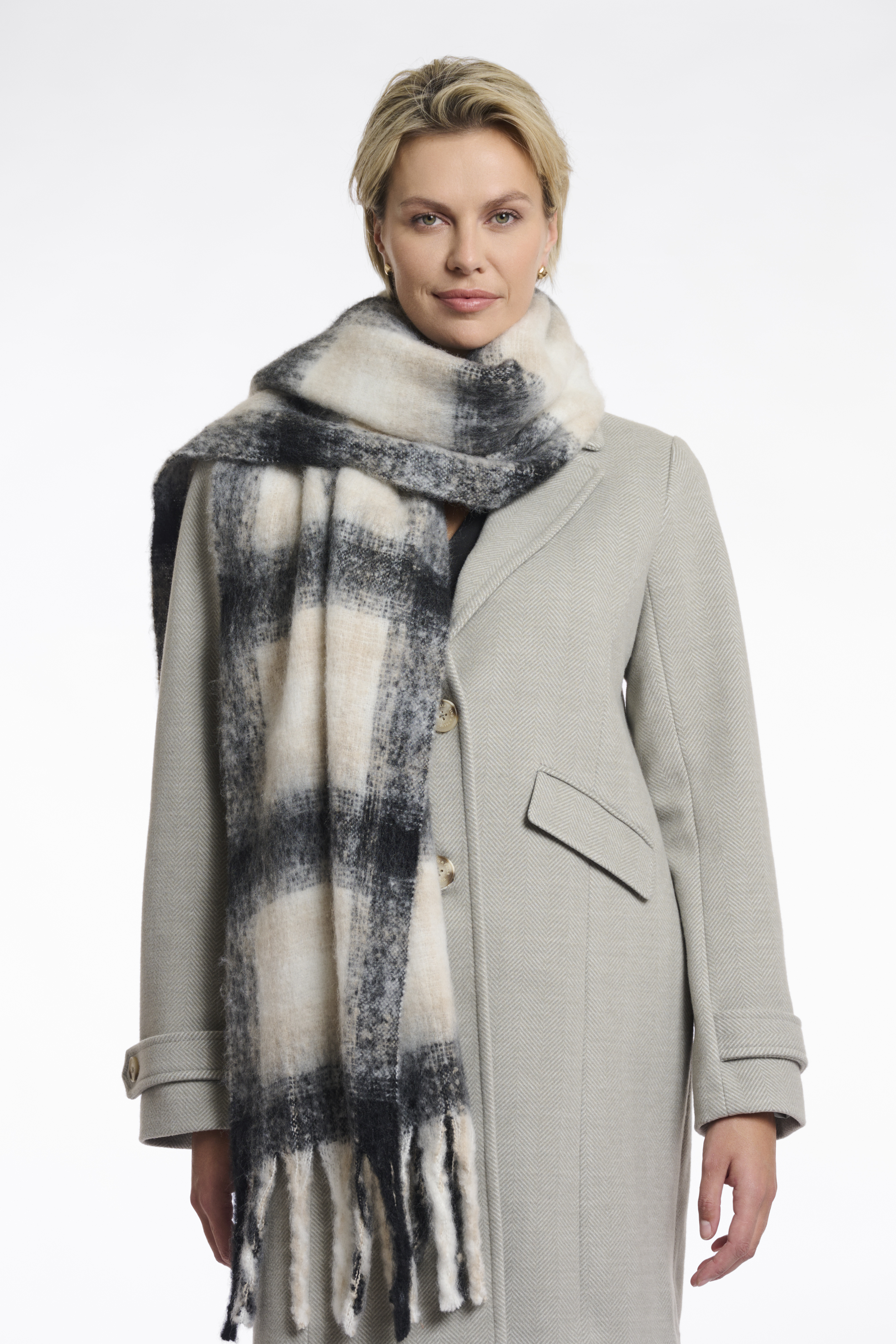 Rino & Pelle checked scarf hipke.7002512 light grey