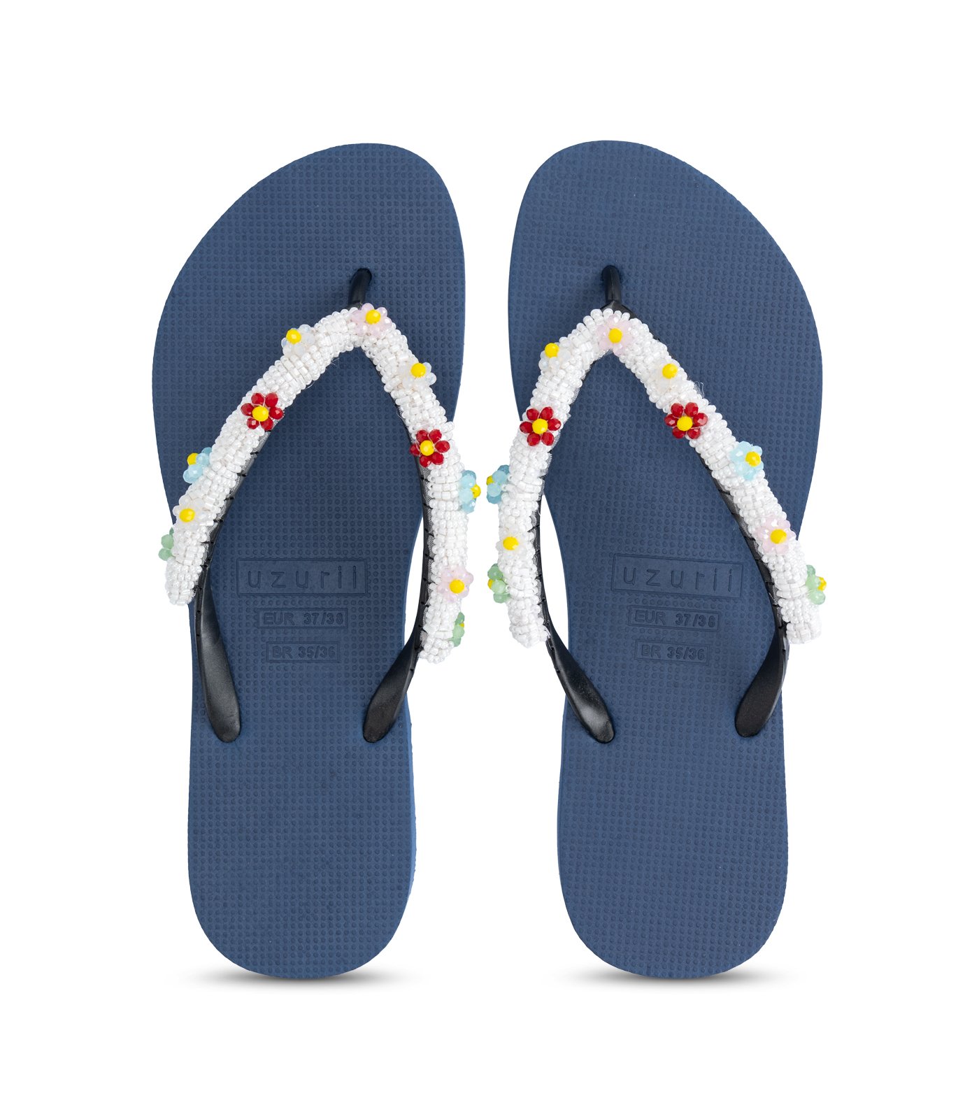 Uzurii Flowery white aby marineblauw
