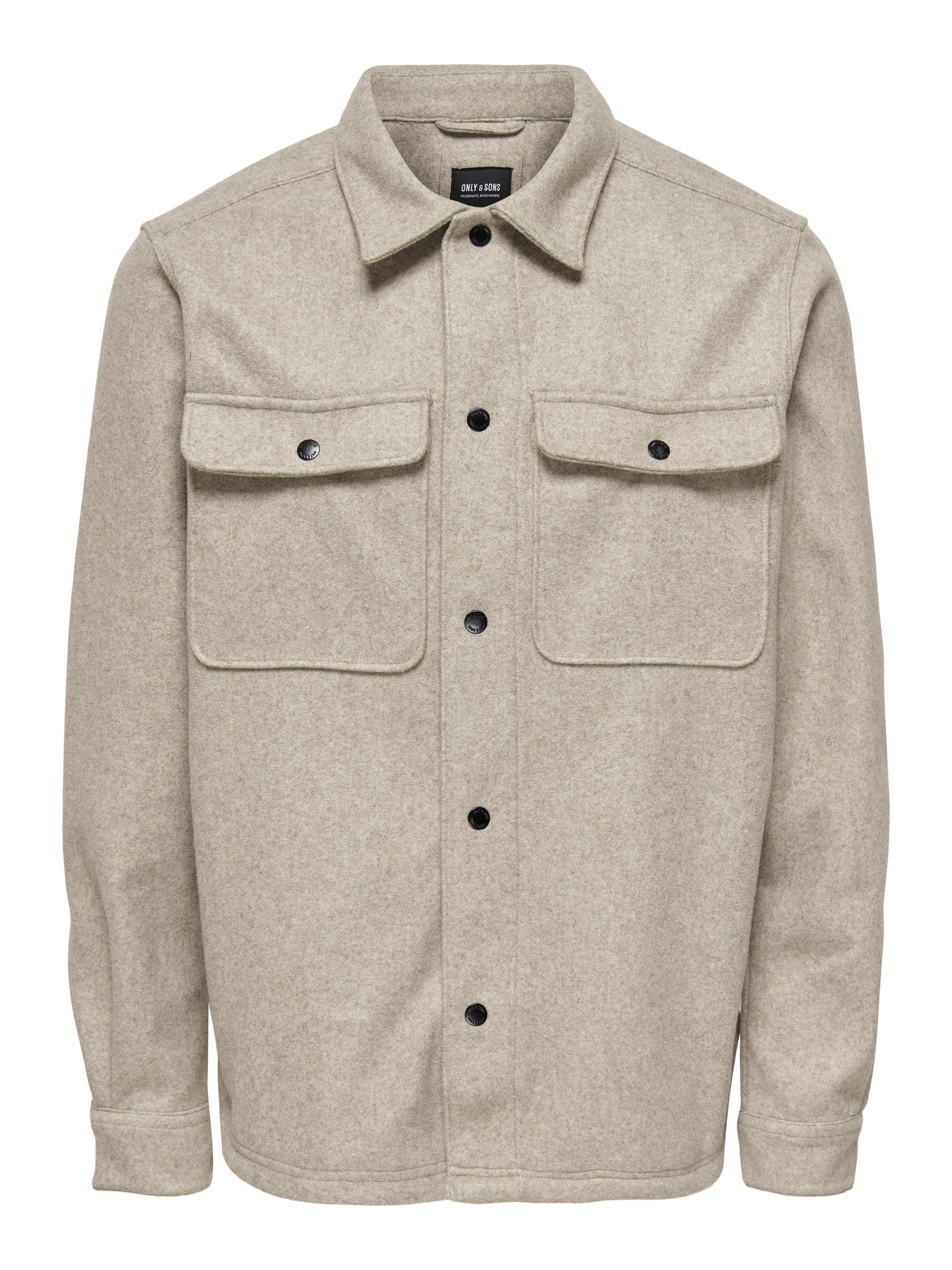 Only & Sons onsash ovr woolen look pkt ls shirt 22023564 chinchilla