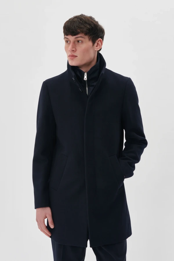 Matinique Harvey  classic wool 181112 color dark navy - wollen lange jas