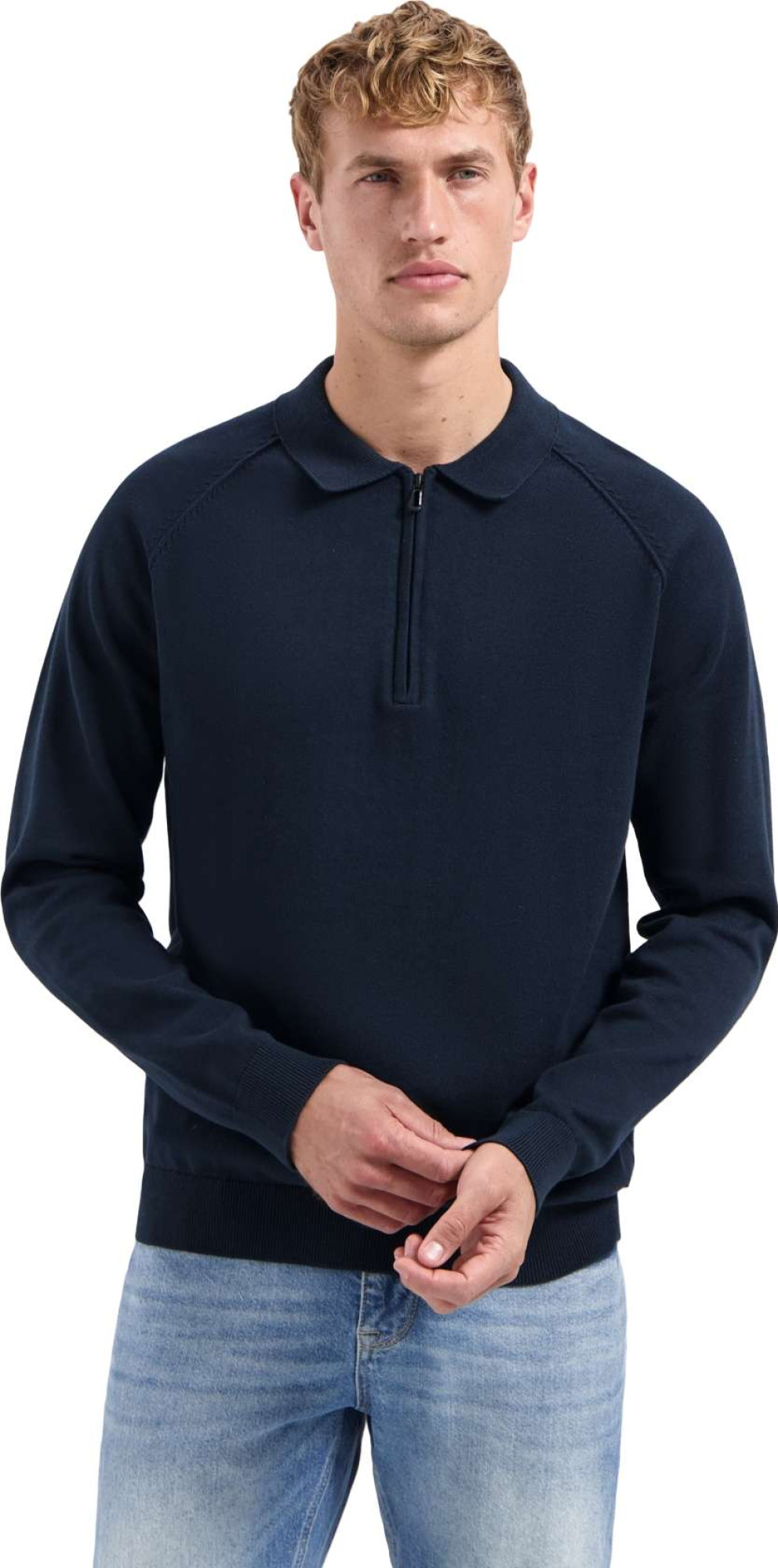 No Excess Pullover polo half zip solid night
