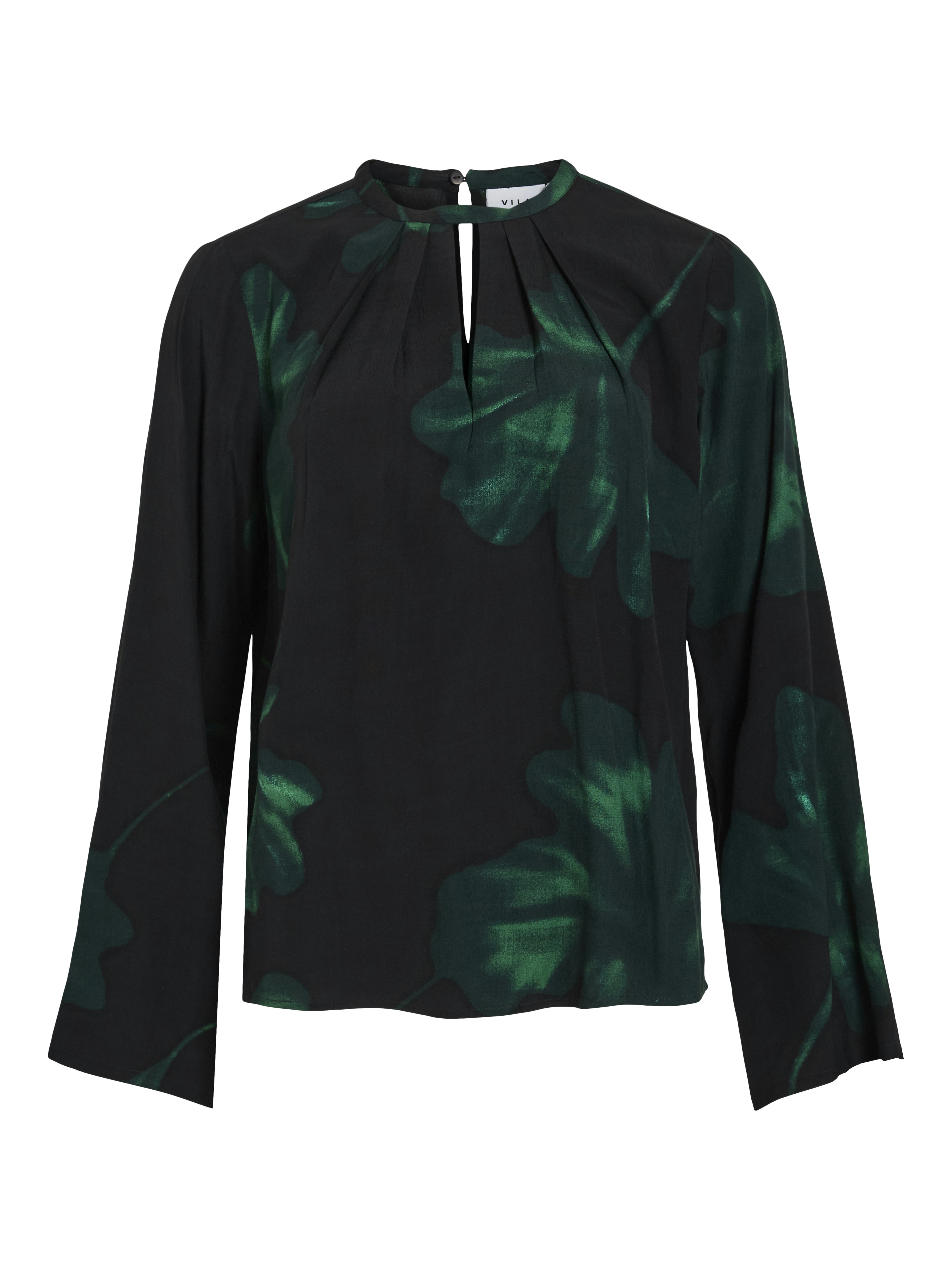 Vila viruna leaf l/s o-neck top 14110663 black beauty