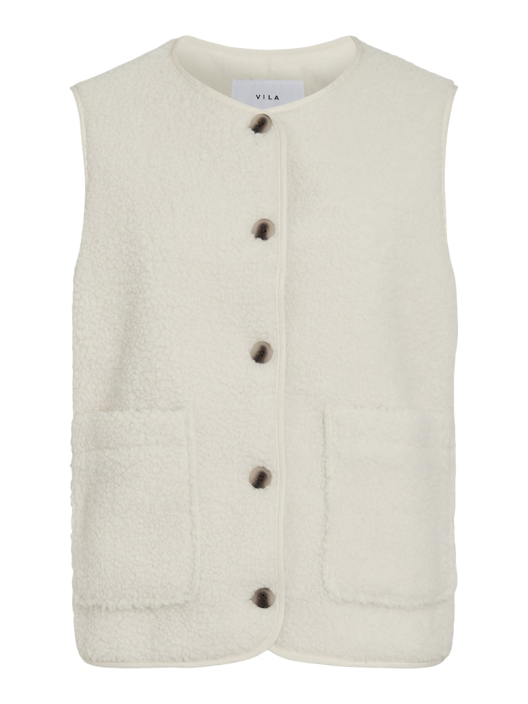 Vila Viada teddy vest off-white