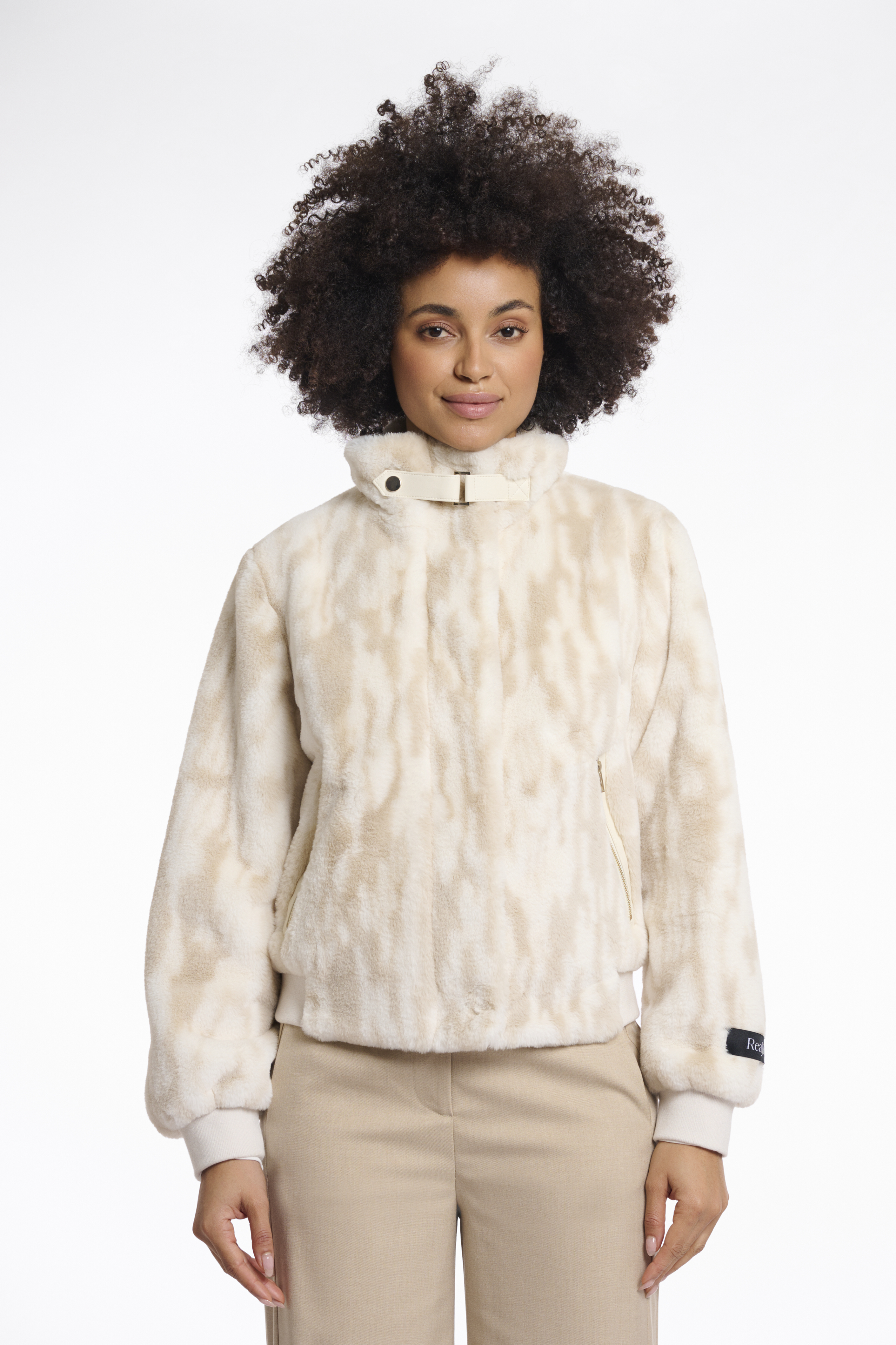 Rino & Pelle short fake fur jacket ambra.7002511 birch frozen flower