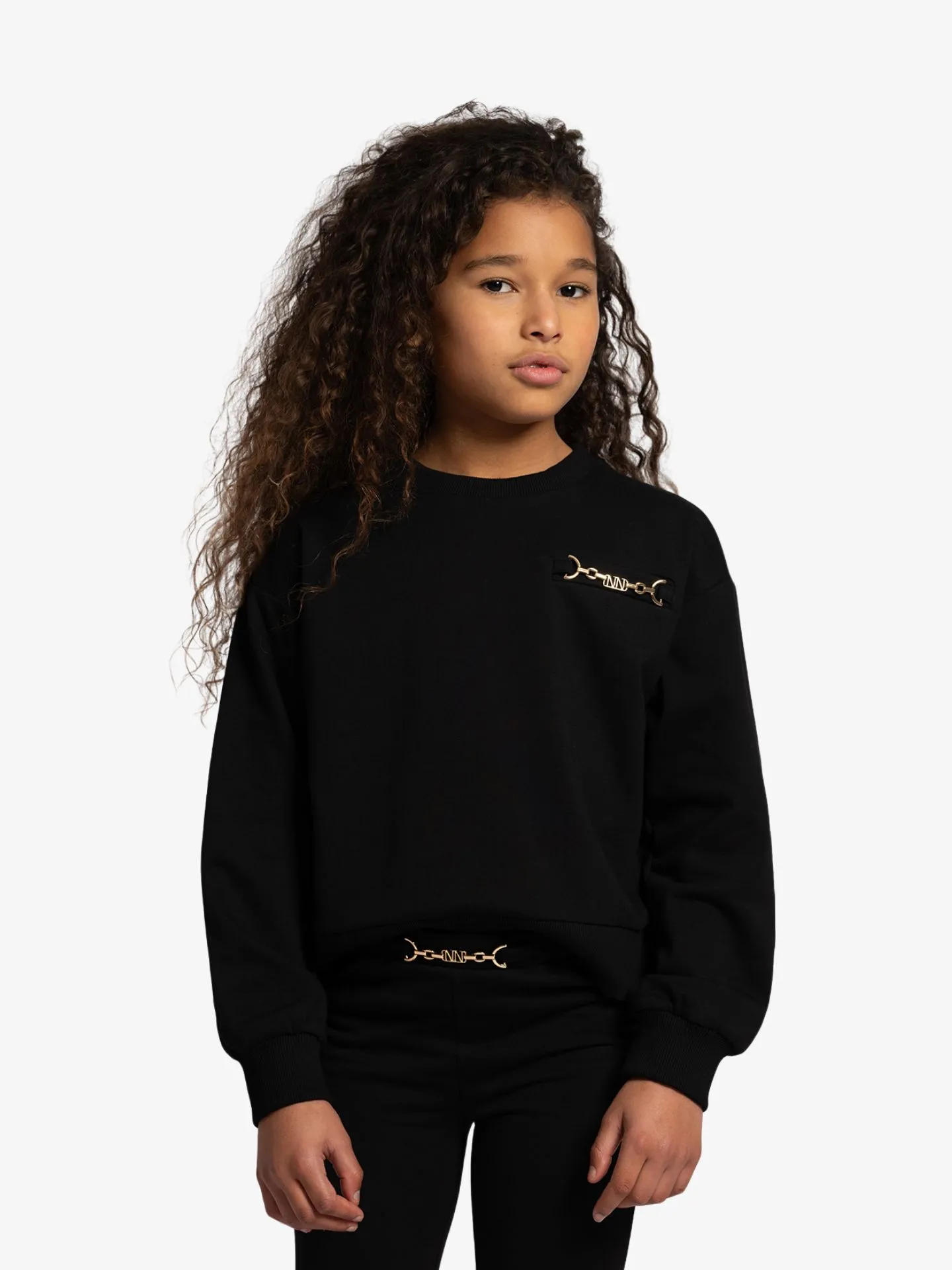 Nik & Nik Meisjes sweater sage zwart