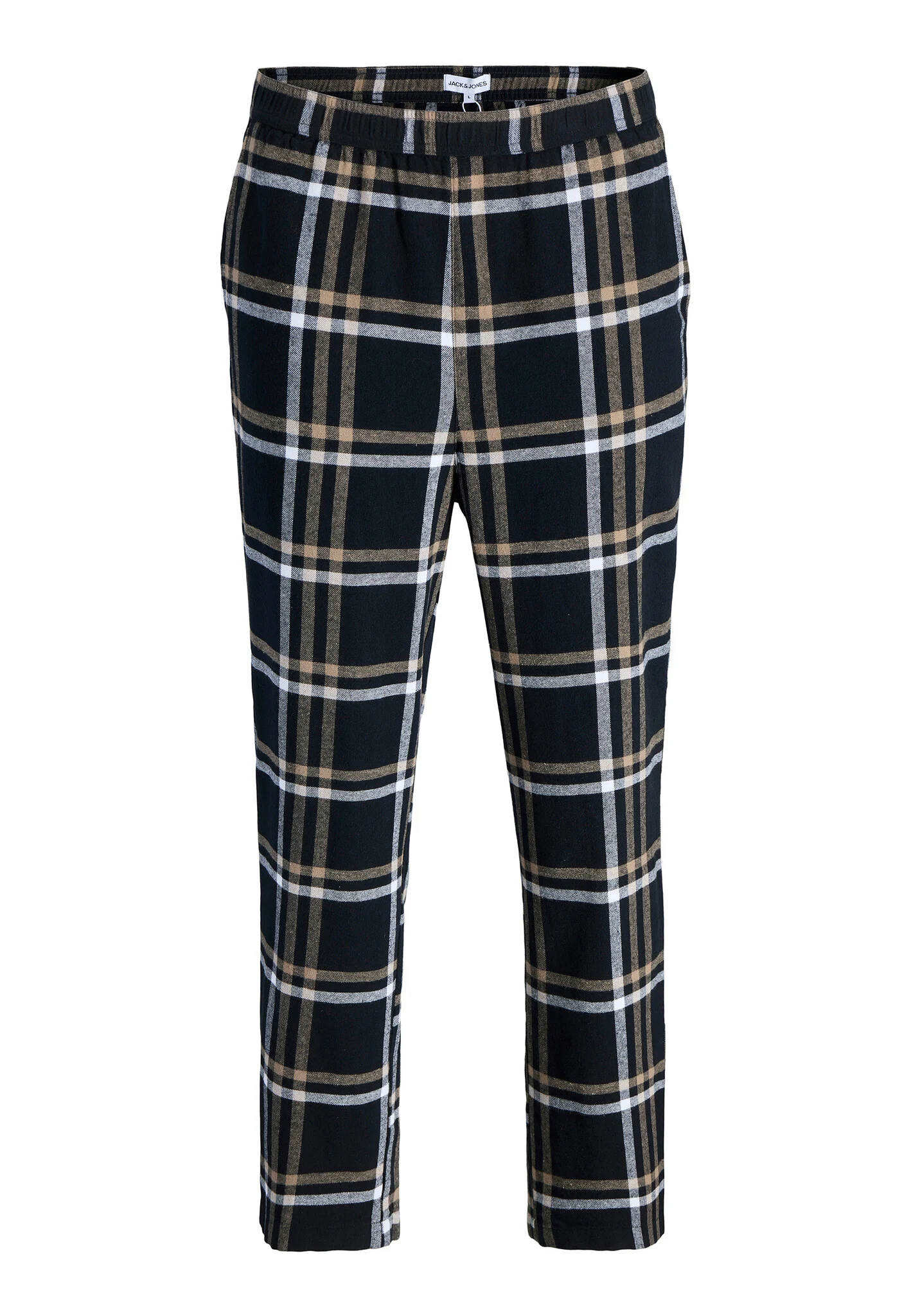 Jack & Jones Heren pyjamabroek flanel lange pijpen jacrimon pants zwart geruit