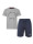 Phil & Co Heren shortama korte pyjama katoen grijs gestreept  icon