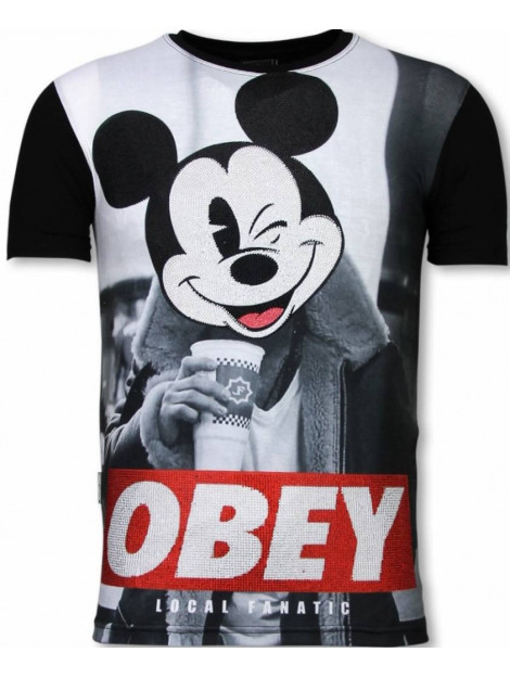 Local Fanatic Obey mouse digital rhinestone t-shirt 11-6278Z large