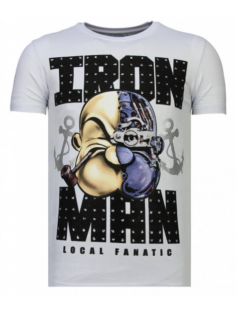 Local Fanatic Iron man popeye rhinestone t-shirt 13-6214W large