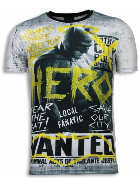 Local Fanatic Wanted gothams hero digital rhinestone t-shirt 5968 large