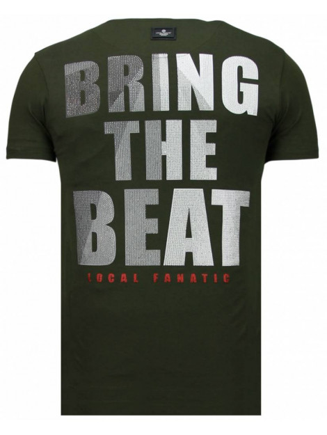 Local Fanatic Skull bring the beat rhinestone t-shirt 5779G large