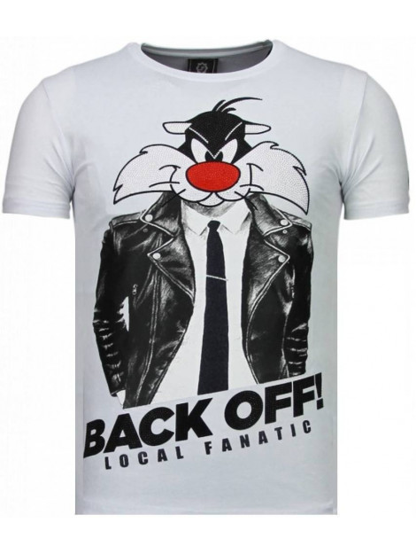 Local Fanatic Pussy cat rhinestone t-shirt 5777W large