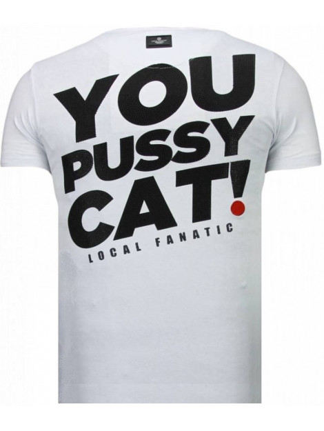Local Fanatic Pussy cat rhinestone t-shirt 5777W large