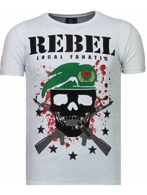 Local Fanatic Skull rebel rhinestone t-shirt 5776W large