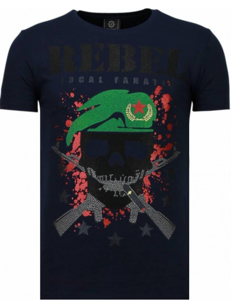 Local Fanatic Skull rebel rhinestone t-shirt 5776N large