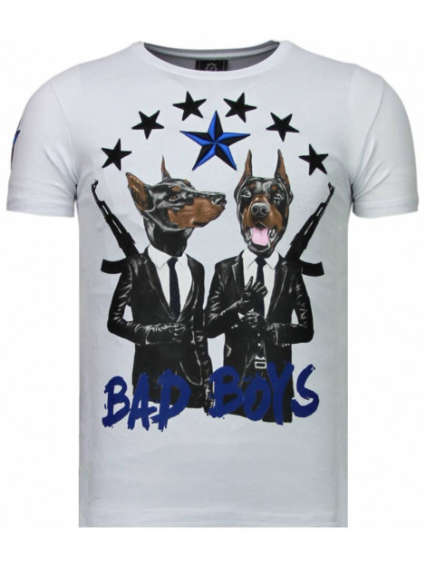 Local Fanatic Bad boys pinscher rhinestone t-shirt 5774W large