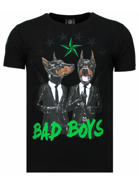 Local Fanatic Bad boys pinscher rhinestone t-shirt 5774Z large