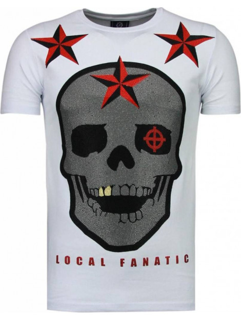 Local Fanatic Rough player skull rhinestone t-shirt 5101W large