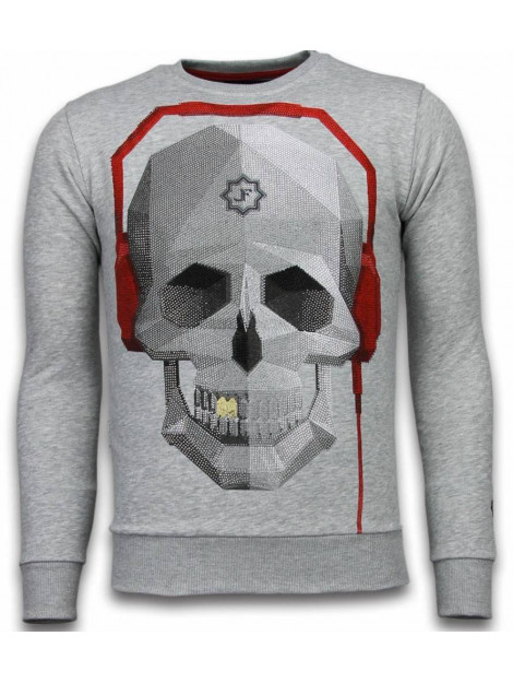 Local Fanatic Skull beat rhinestone sweater 5916G large