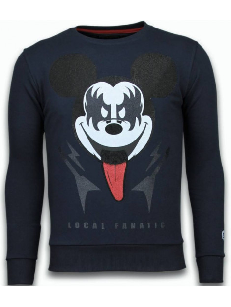 Local Fanatic Kiss my mickey rhinestone sweater 5912N large