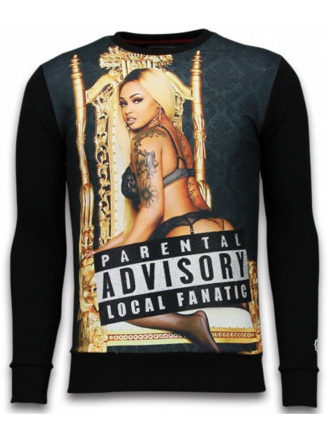 Local Fanatic Parental advisory digital rhinestone sweater 6035Z large