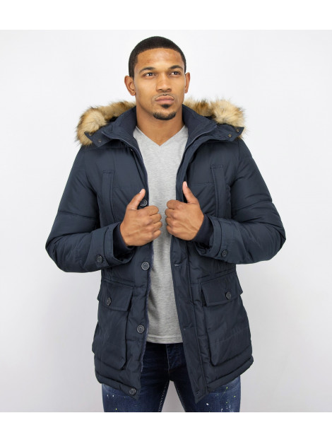Enos Lange winterjas met bontkraag PI-8667Z large