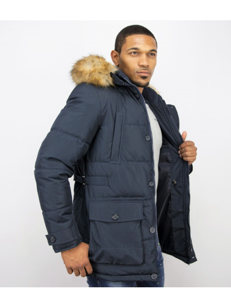 Enos Lange winterjas met bontkraag PI-8667Z large
