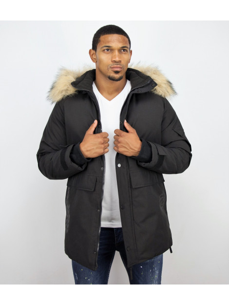 Enos Lange parka jas met bontkraag - Winterjas PI-9803Z large