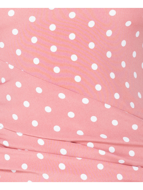 Parisian Polka dot puff sleeve ruching detail bodycon dress roze DRS 12964 large