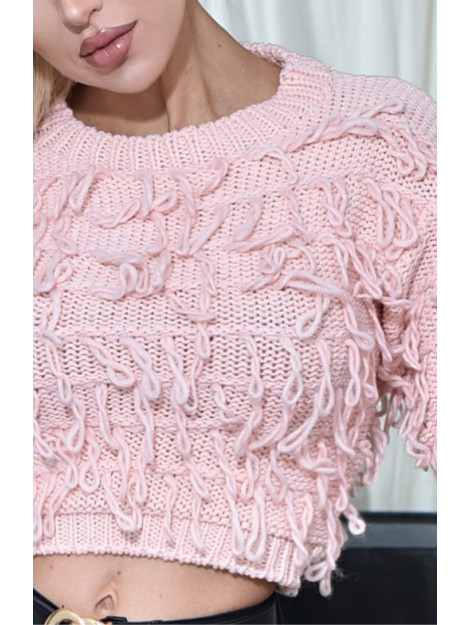 Catwalk Poppy knitted tassle jumper top Poppy-Baby pink large