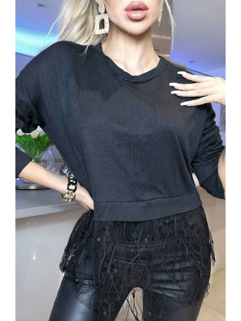 Catwalk Gemma delicate tulle netted top Gemma-Blk large
